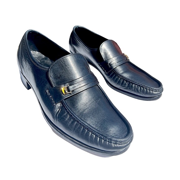 Fendi Other - Mens Vintage Fendi Black Leather Loafers with 1” heel for added height Size 9.5